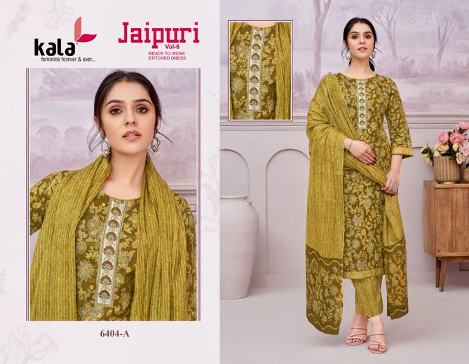 Jaipuri Vol 6 By Kala Cotton Printed Kurti With Bottom Dupatta Exporters In India